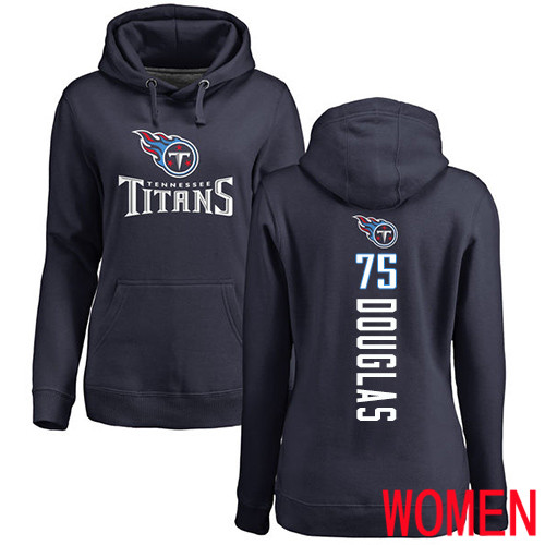 Tennessee Titans Navy Blue Women Jamil Douglas Backer NFL Football #75 Pullover Hoodie Sweatshirts->women nfl jersey->Women Jersey